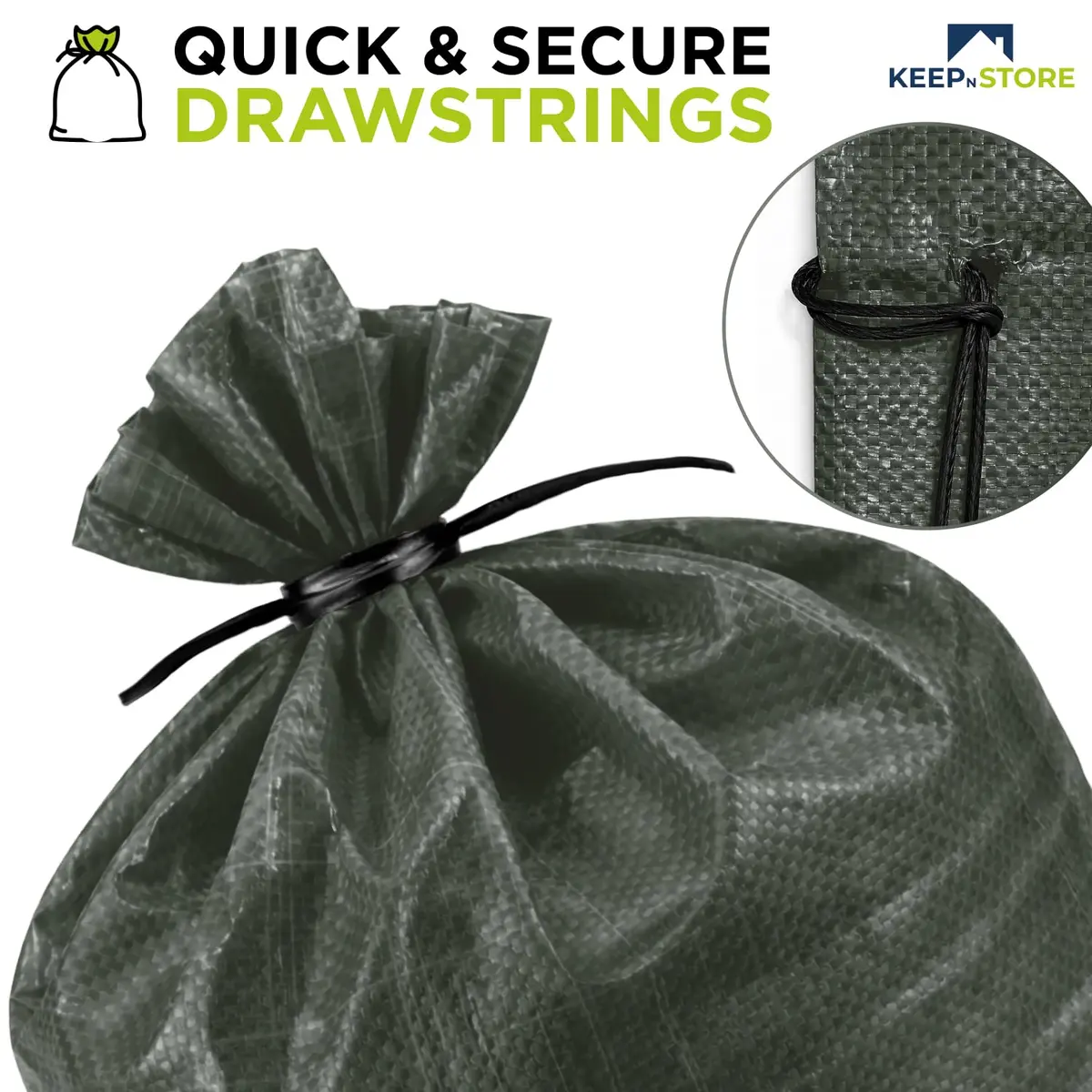 Keep N Store Heavy Duty Sand Bags Pack of 10, Army Green 20x36 inches | UV Protection 1600 Hours - view 5