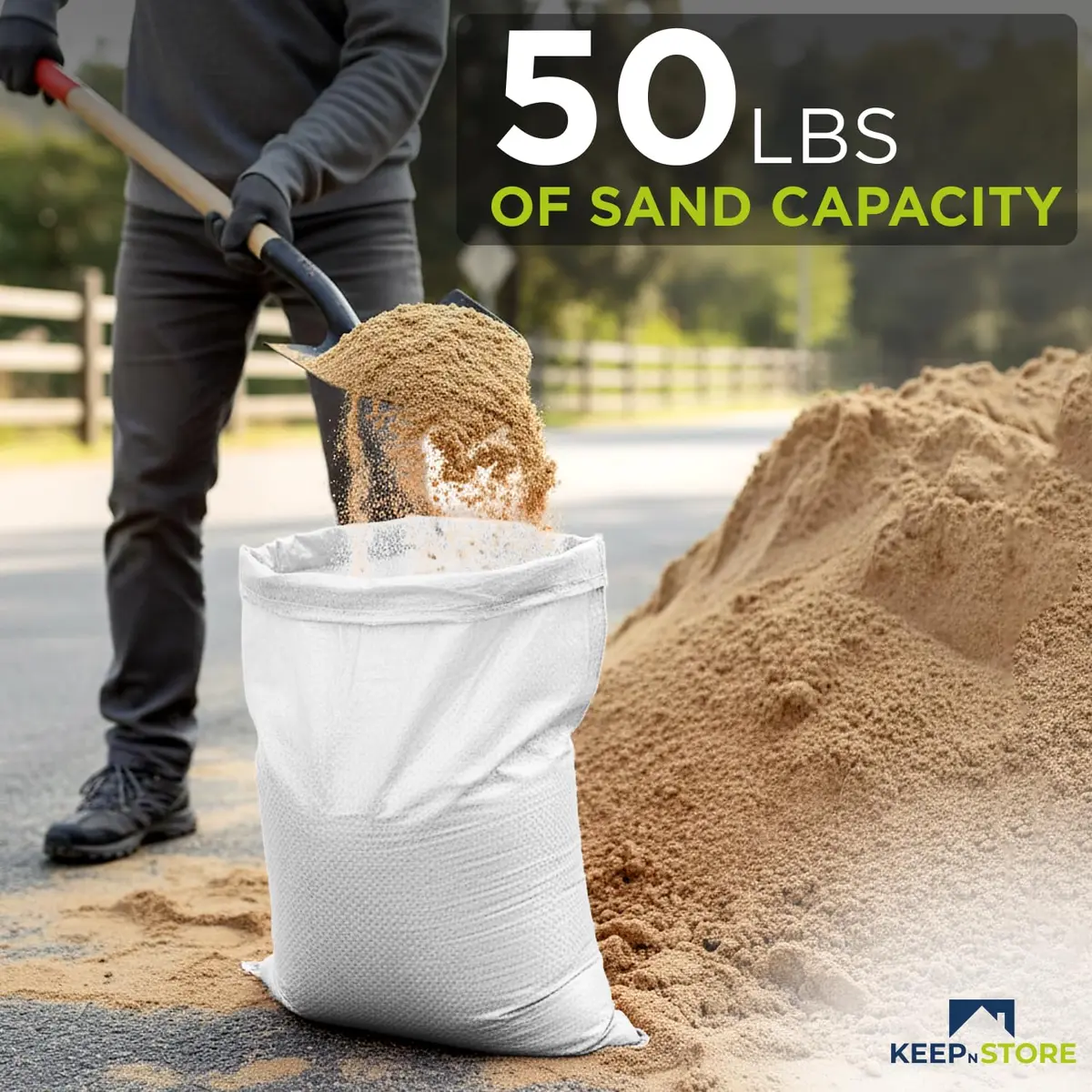 Keep N Store Heavy Duty Sand Bags Pack of 5, White Empty Sandbags 36cm x 66cm (14"x26") | UV Protected Woven Polypropylene for Flood Control & Weight - view 4