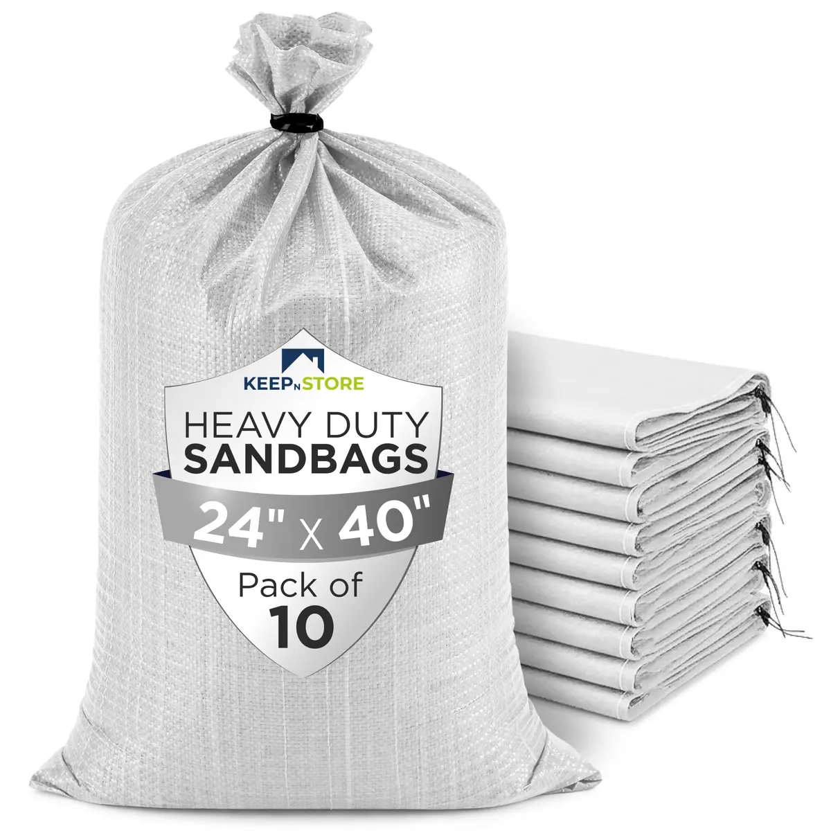 Keep N Store Heavy Duty Sand Bags Pack of 10 | Flood Control & Industrial Use (24x40 inches, 125 lbs) - main product image