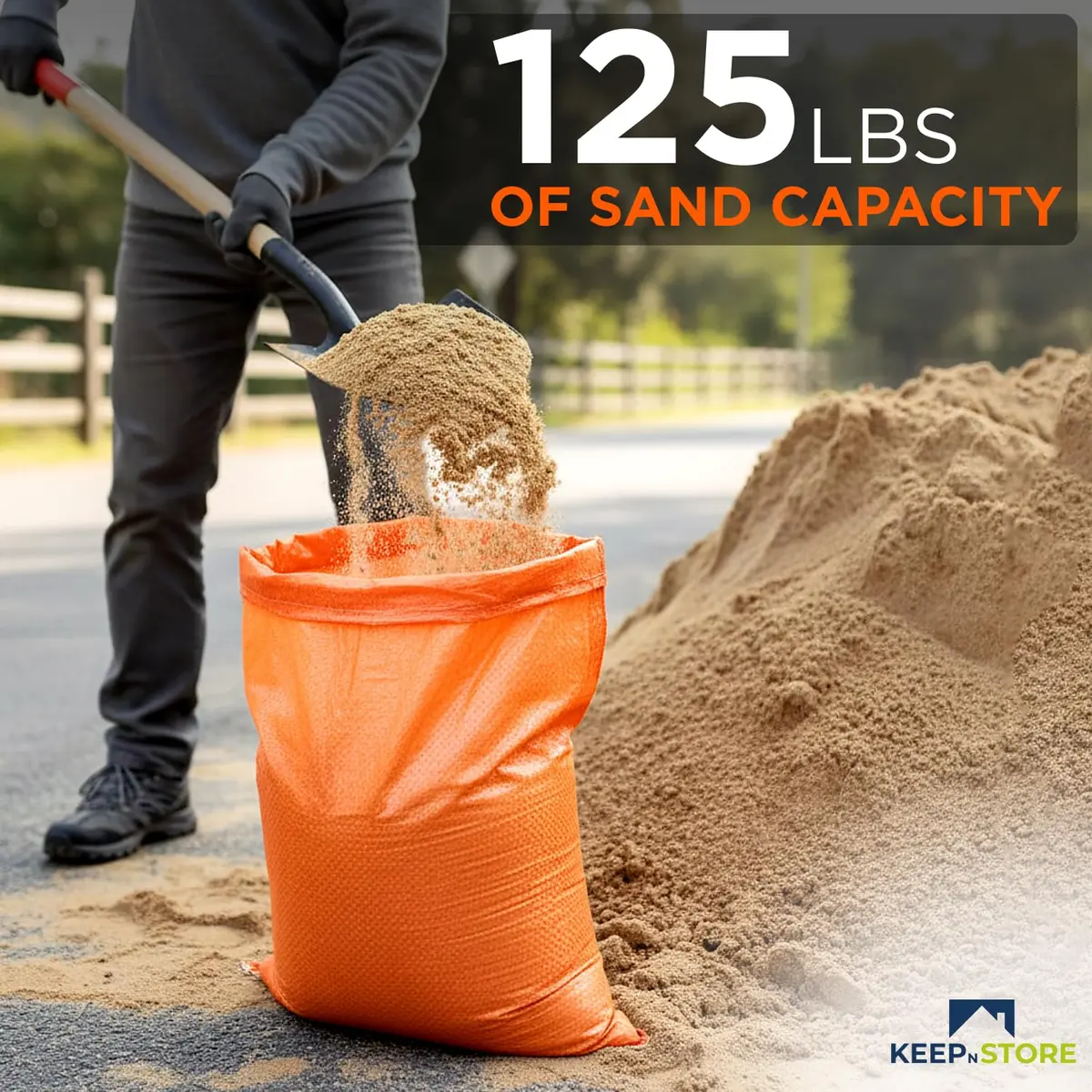 Keep N Store Heavy Duty Sand Bags Pack of 3, Bright Orange Empty Sandbags 61cm x 102cm (24x40 inches) | UV Protected Woven Polypropylene for Flood Control & Weight - view 4