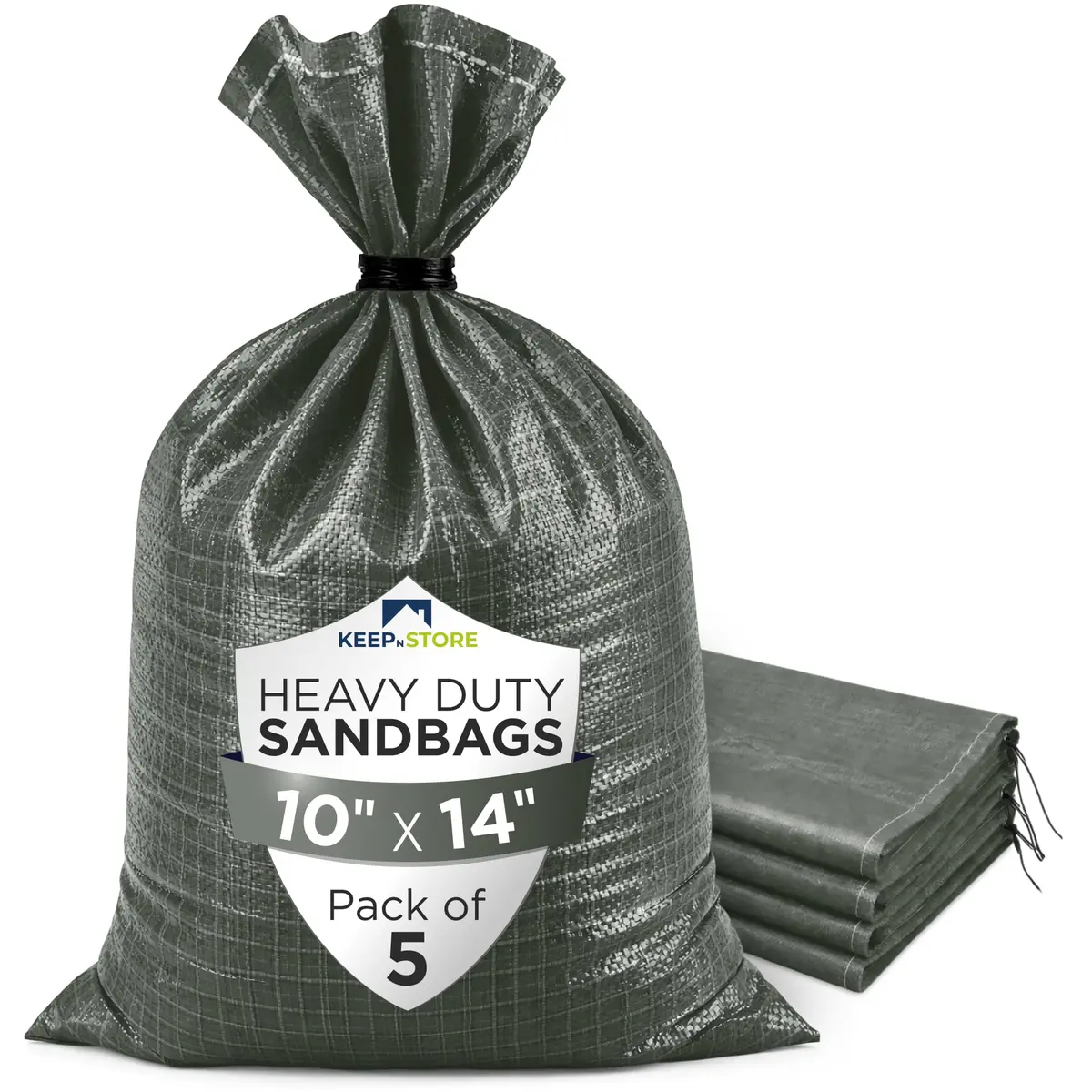 Keep N Store Heavy Duty Sand Bags Pack of 5 | Flood Control & Industrial Use, 10x14 inches, 15 Pounds - main product image