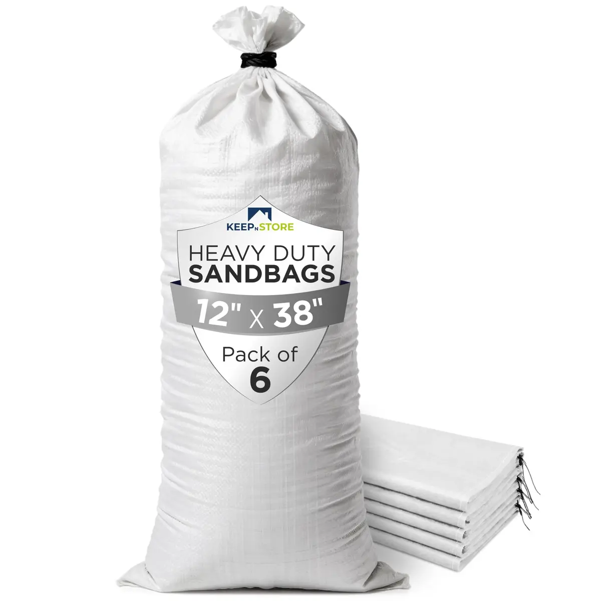 Keep N Store Heavy Duty Sand Bags Pack of 6, 38x18 inches (96.5x45.7 cm) | Flood Control & Weight Bags - main product image