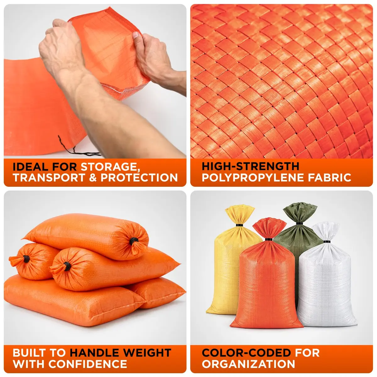 Keep N Store Heavy Duty Sand Bags Pack of 24, Bright Orange 10x14 inches | Flood Control & Weight Bags - view 7