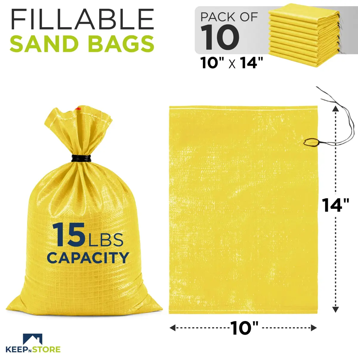 Keep N Store Heavy Duty Sand Bags Pack of 10 | Flood Control & Emergency Use - view 2