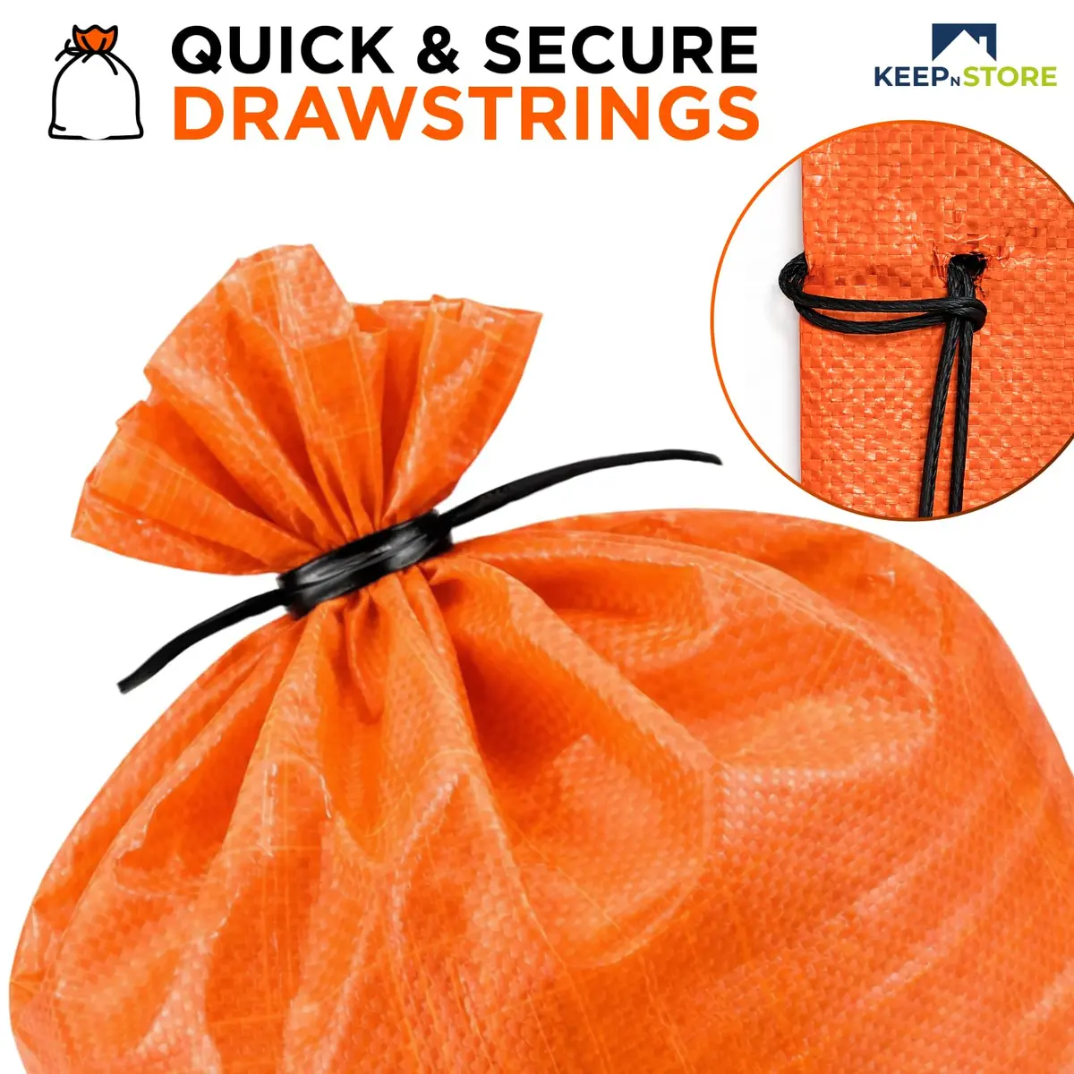 Keep N Store Heavy Duty Sand Bags Pack of 24, 24x40 inches, Bright Orange | UV Protected Woven Polypropylene for Flood Control & Weight - view 5