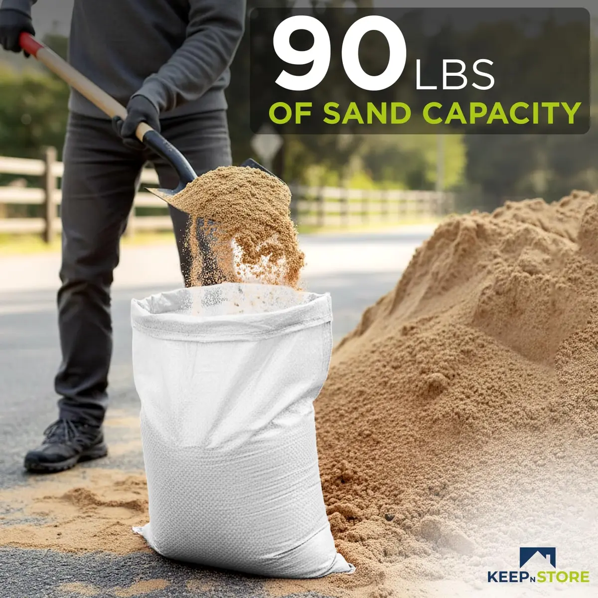 Keep N Store Heavy Duty Sand Bags Pack of 12, White, 91 cm x 46 cm (38x18 inches) | Flood Control & Weight Stabilization - view 4