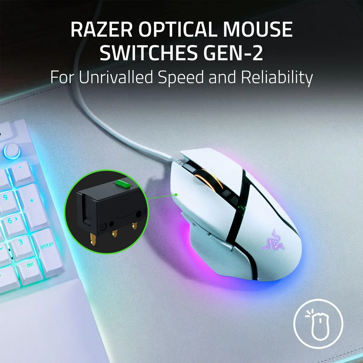 Razer Basilisk V3 Ergonomic Gaming Mouse White | 10 Programmable Buttons, 26K DPI Optical Sensor, RGB Lighting - view 6