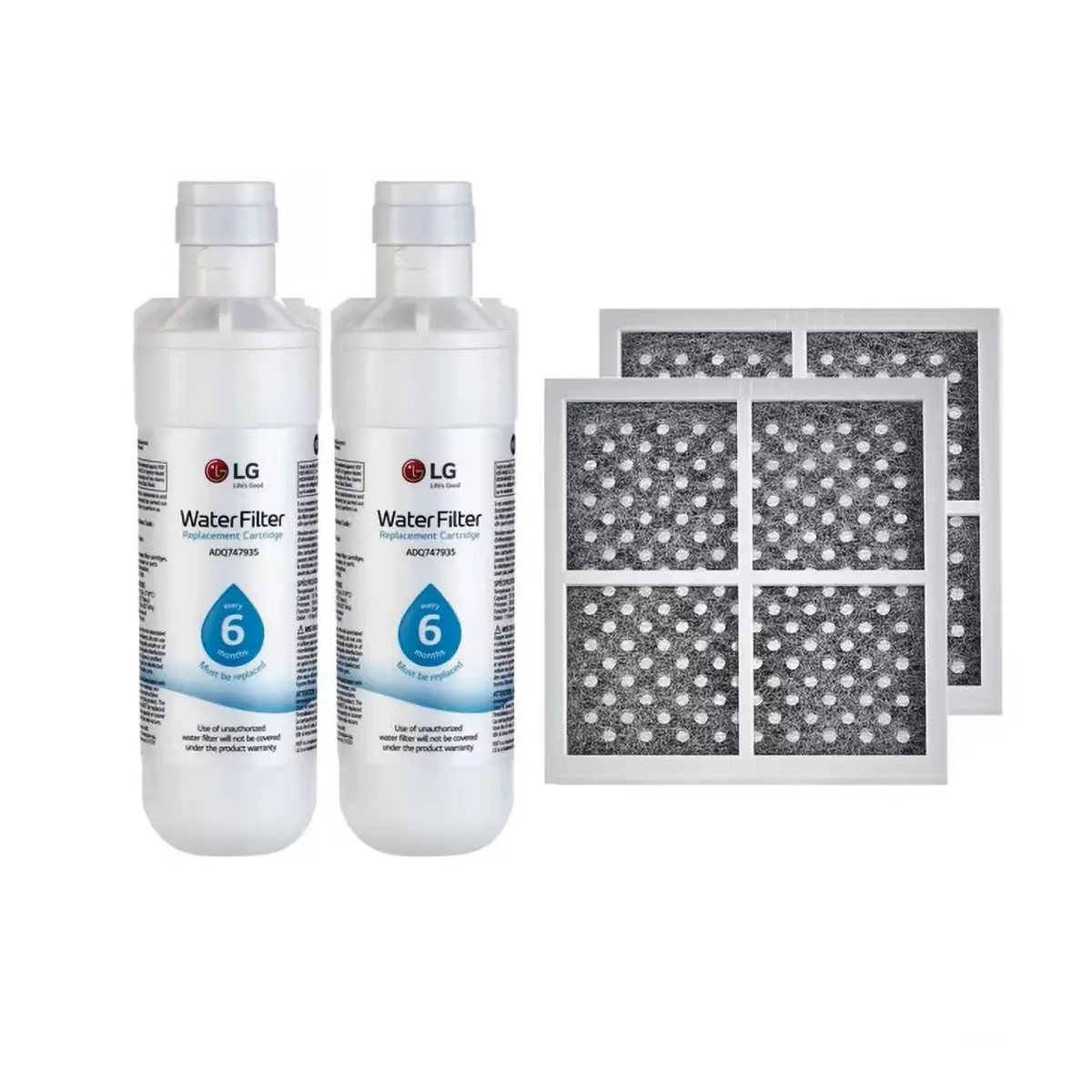 LG LT1000P2 & LT120F 2-Pack Bundle | Replacement Refrigerator Water & Air Filters | 200 Gallon Water Filter Capacity (NSF42, NSF53, NSF401) - main product image