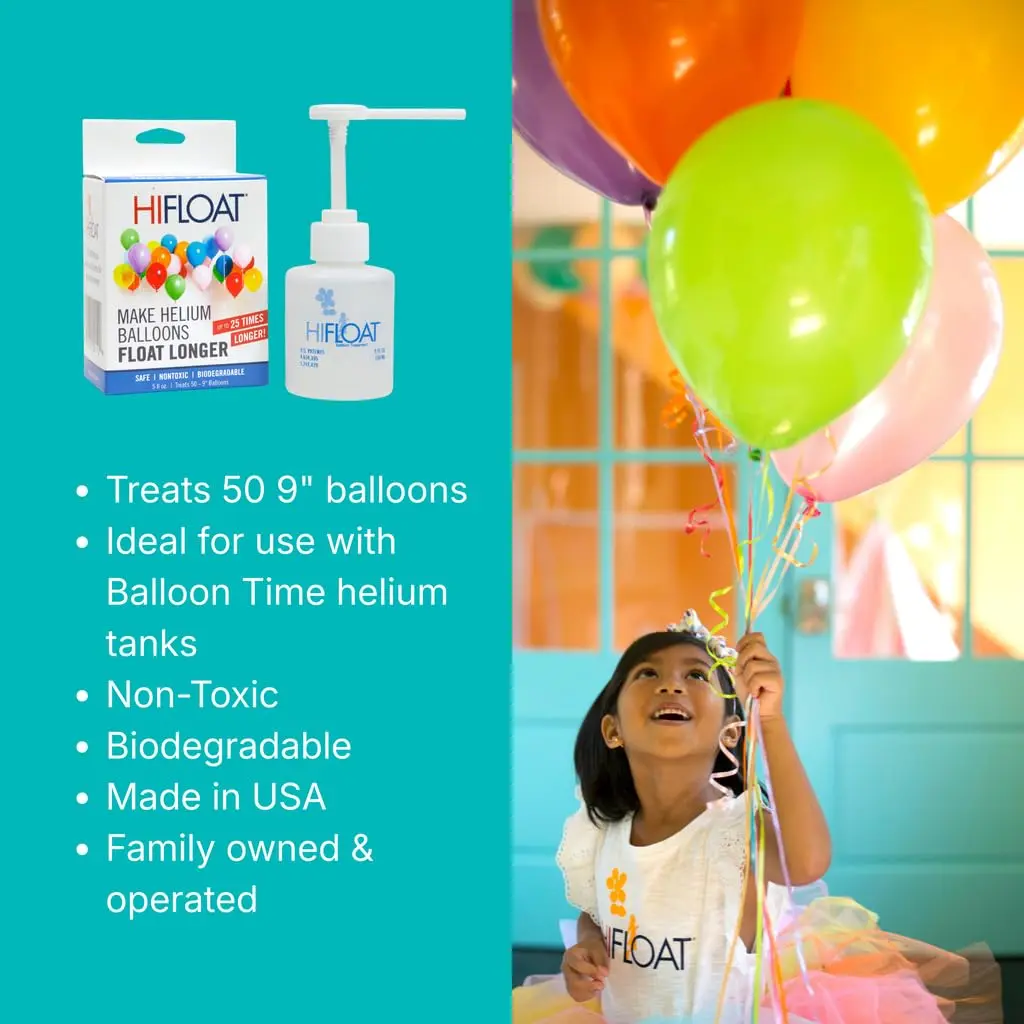 HI-FLOAT ULTRA HI-FLOAT Balloon Treatment with Pump 5 oz (148ml) 3-Pack | Extends Helium Float Time Up to 25x for Latex Balloons - view 5