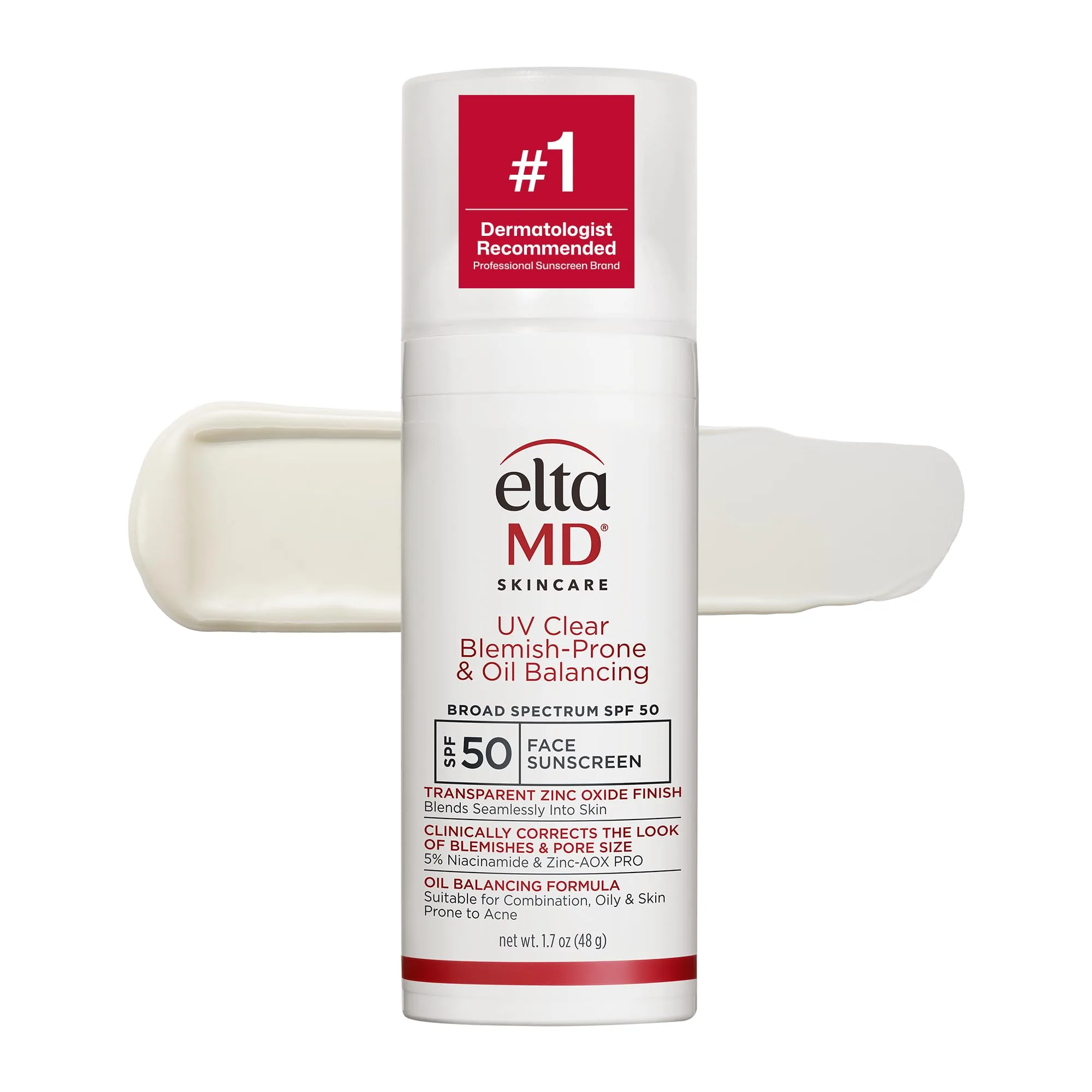 EltaMD UV Clear Blemish-Prone & Oil Balancing SPF 50 Sunscreen, Non-Comedogenic, 1.7 oz - main product image