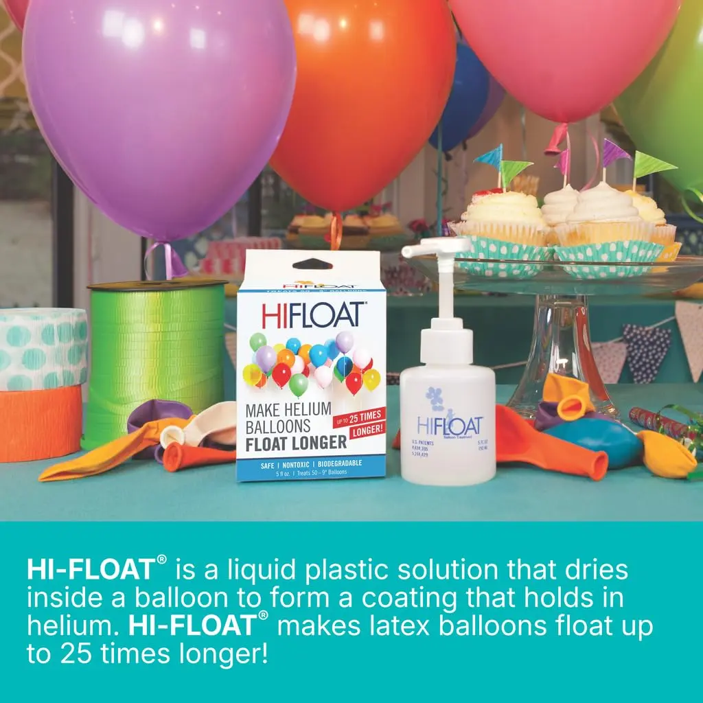 HI-FLOAT ULTRA HI-FLOAT Balloon Treatment with Pump – 5 oz (148ml) – Extends Helium Float Time Up to 25x for Latex Balloons | Professional Party & Event Decor Solution (12 Pack) - view 3