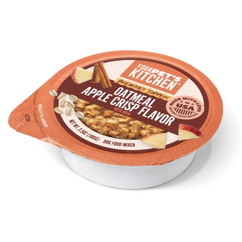 YOUR PET'S KITCHEN Oatmeal Apple Crisp Topper, 3.5 oz (12-Pack) | Wholesome Dog Food Topping with Real Apple & Oats - main product image