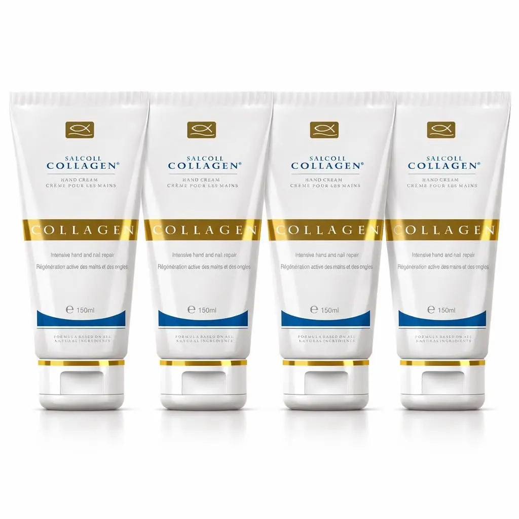 Salcoll Pure Bioactive Anti-Aging Collagen Repair Hand Cream 150ml (0.51 Fl Oz) x 4 | Hypoallergenic Moisturizing Lotion for Dry Skin - main product image