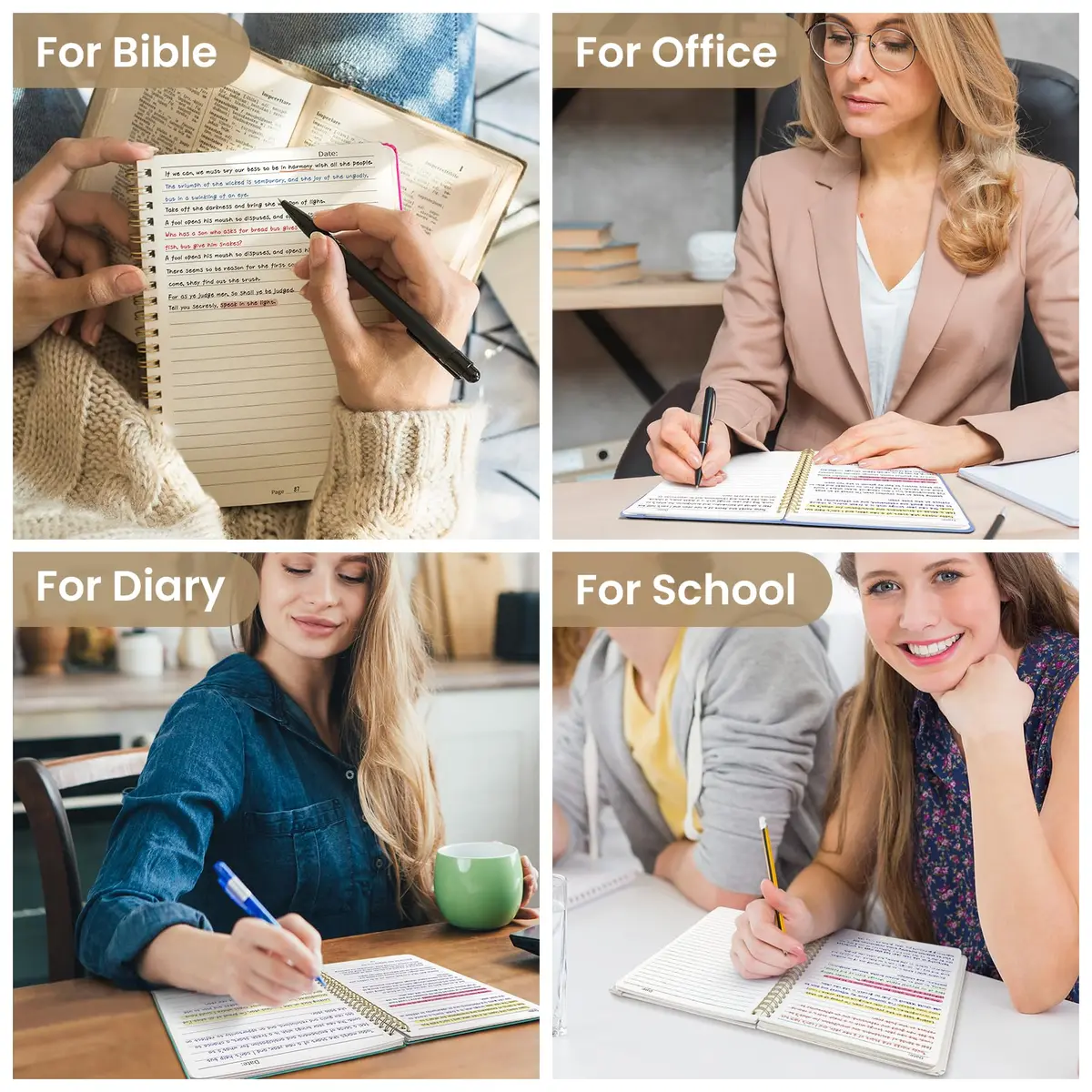 Taja Hardcover Spiral Notebooks 6 Pack, A5 (5.7" x 7.9") | Premium 100 GSM Paper, 140 Lined Pages - view 7