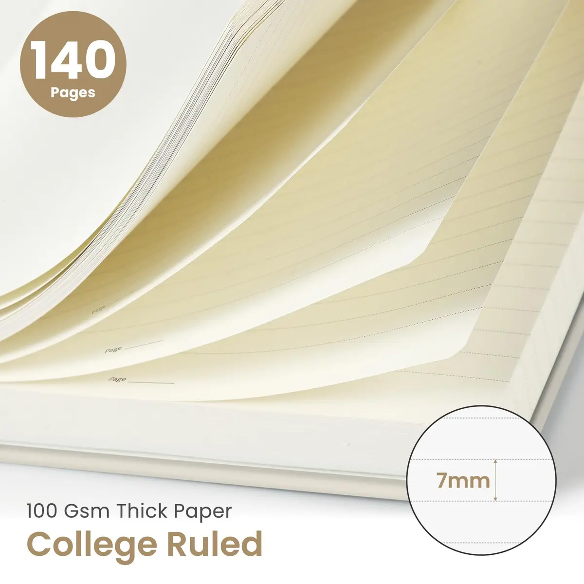 Taja Hardcover Spiral Notebooks 6 Pack, A5 (5.7" x 7.9") | Premium 100 GSM Paper, 140 Lined Pages - view 2