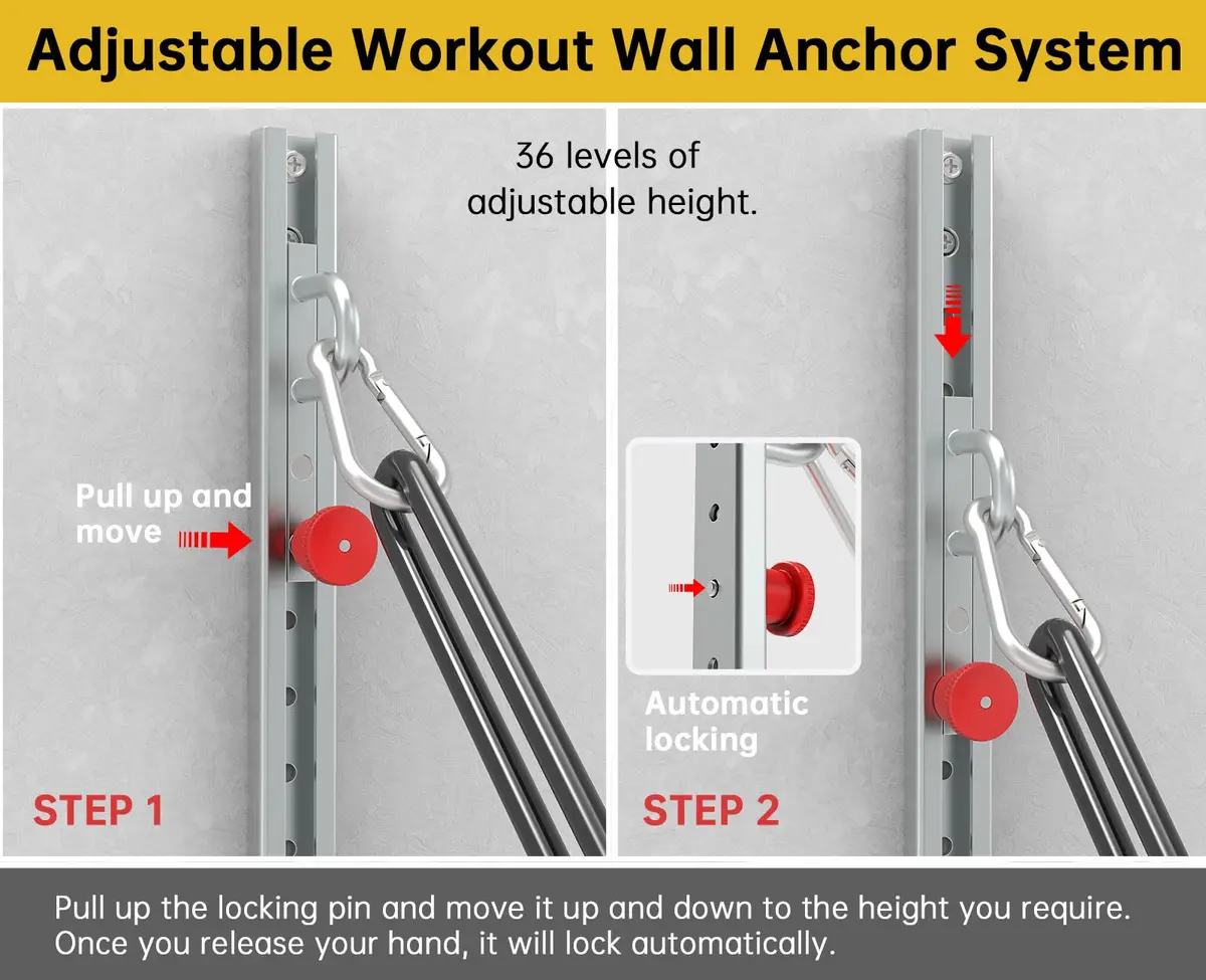 KOMOHOM Adjustable Resistance Band Wall Anchor -Space Saving Fitness System - view 2