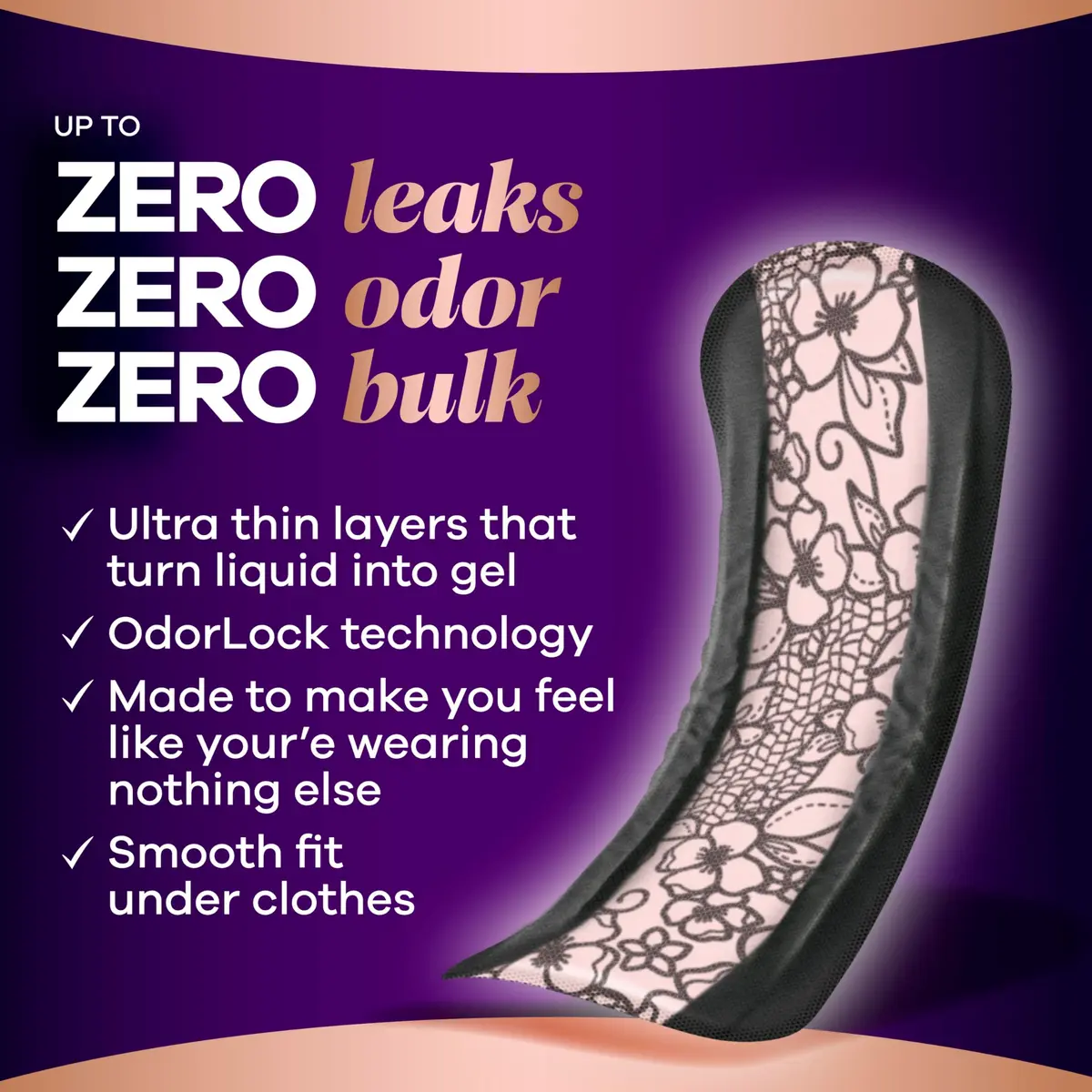Always Discreet Boutique Adult Incontinence Bladder Leak Pads for Women, Long Length | Up to 100% Leak Protection - view 2