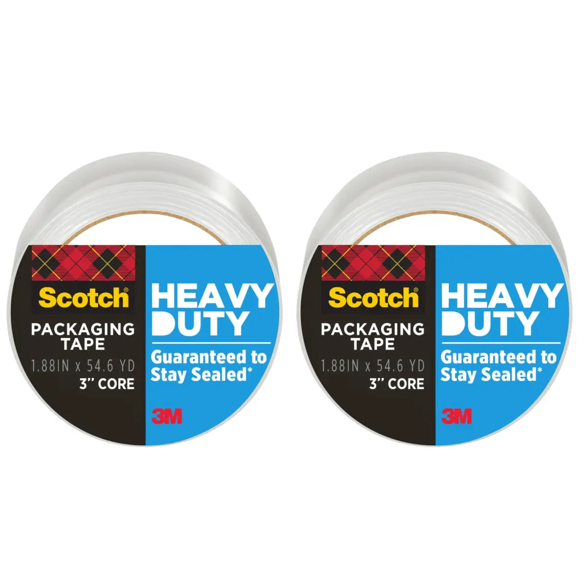 Scotch Heavy Duty Shipping Packaging Tape 3850, Clear, 2 Rolls | Industrial Strength Adhesive - main product image