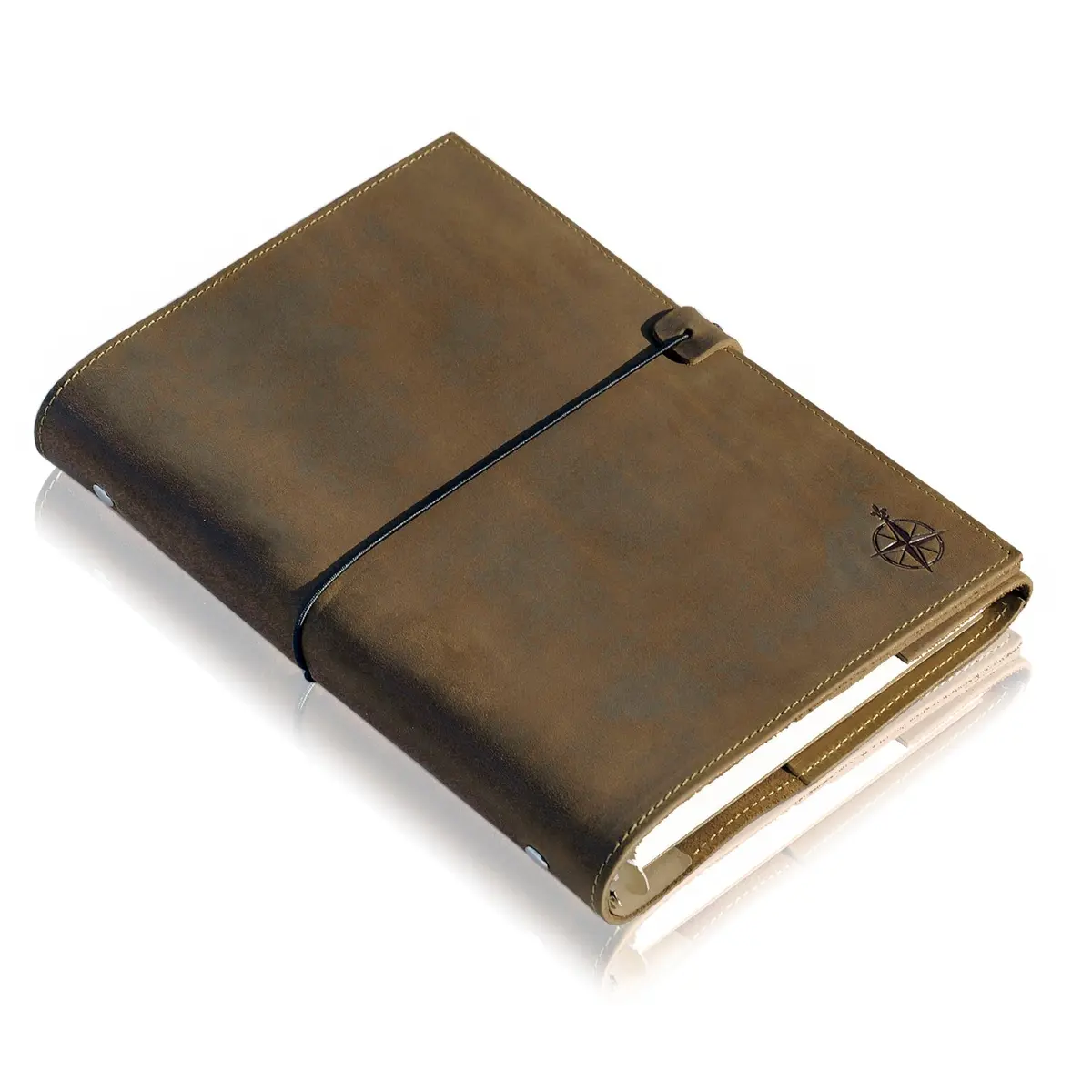 Wanderings A5 Leather Planner Binder Refillable 6-Ring Undated Journal 6.75" x 9" | Full-Grain Leather - main product image