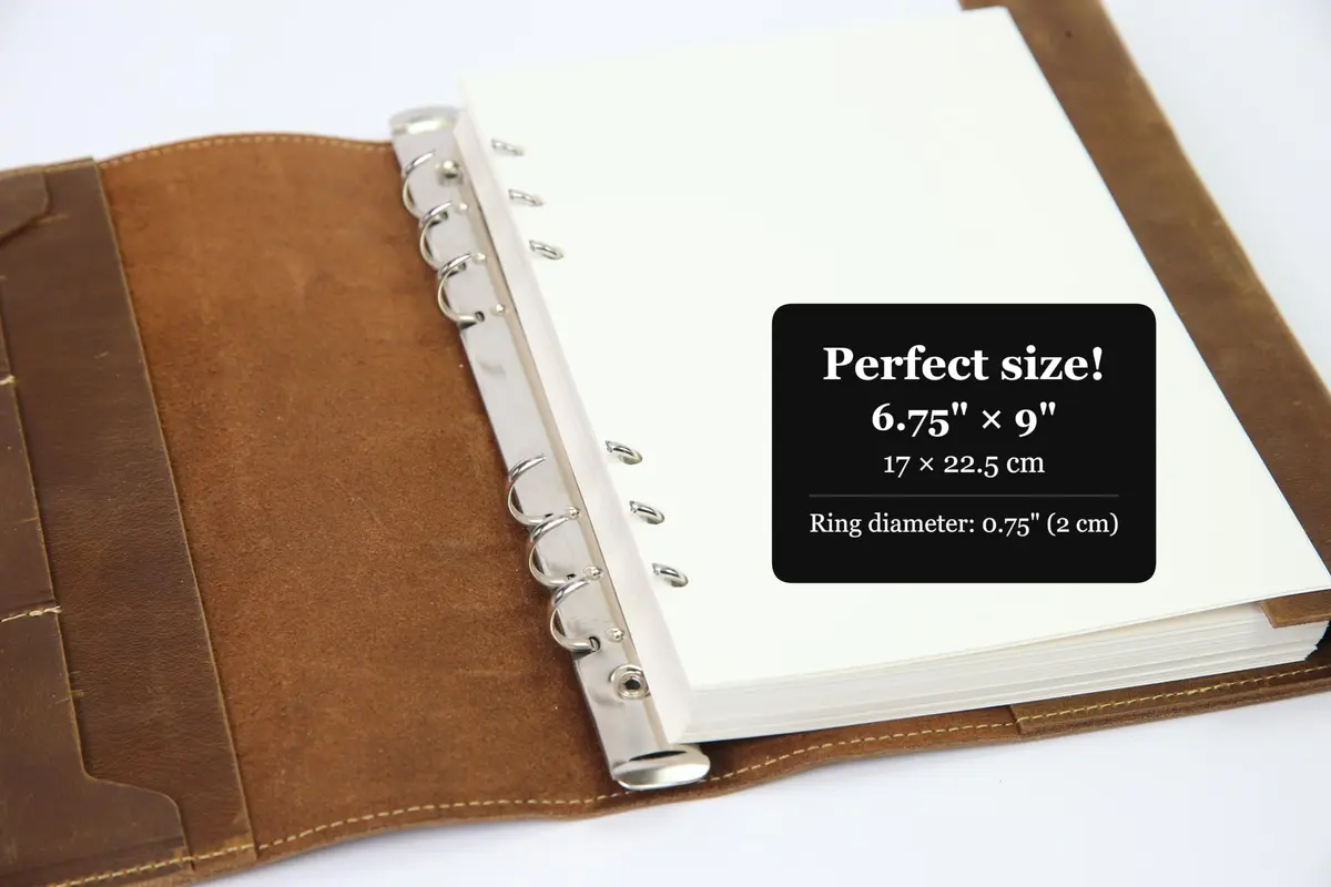 Wanderings A5 Leather Planner Binder Refillable 6-Ring Undated Journal 6.75" x 9" | Full-Grain Leather - view 7