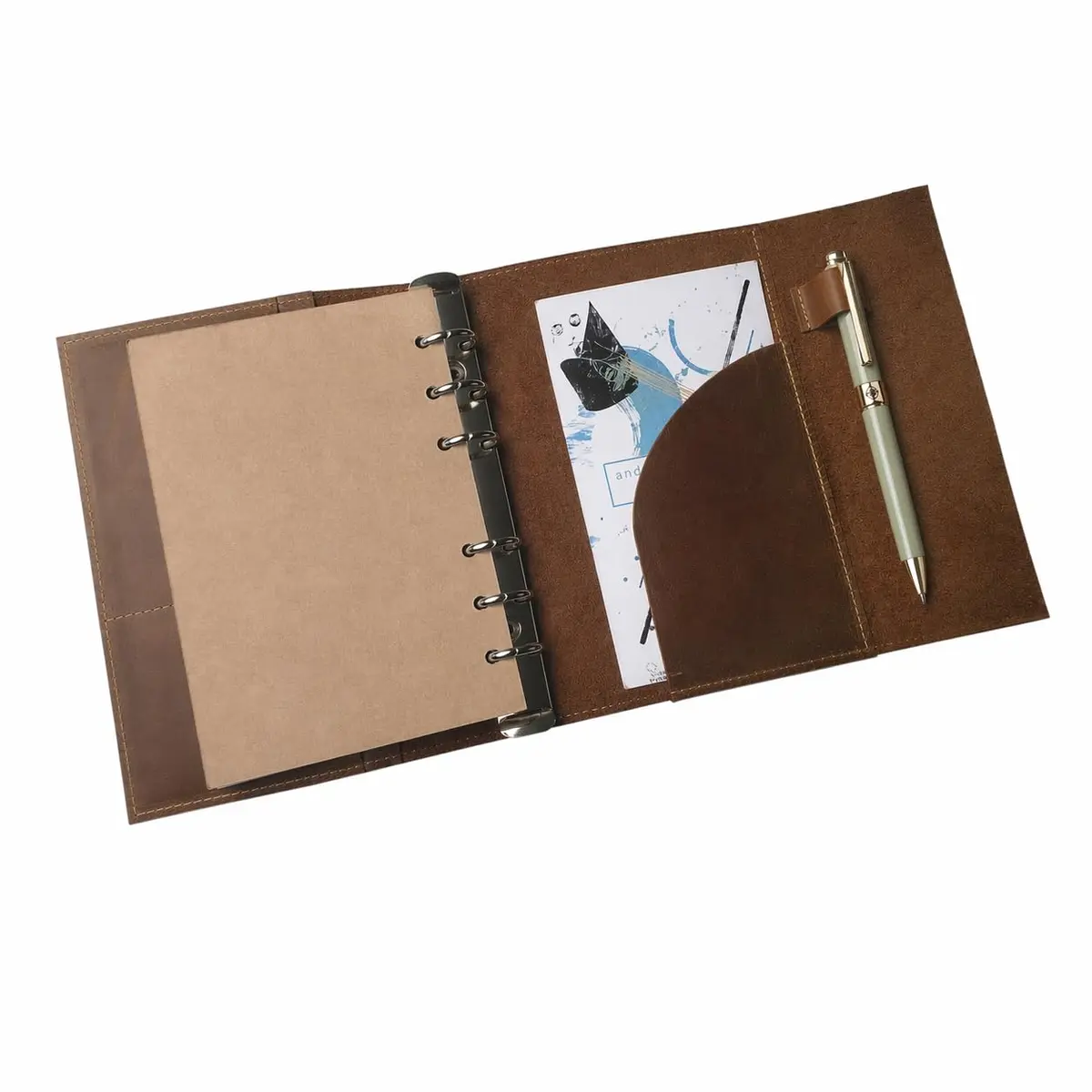 Wanderings A5 Leather Planner Binder Refillable 6-Ring Undated Journal 6.75" x 9" | Full-Grain Leather - view 8