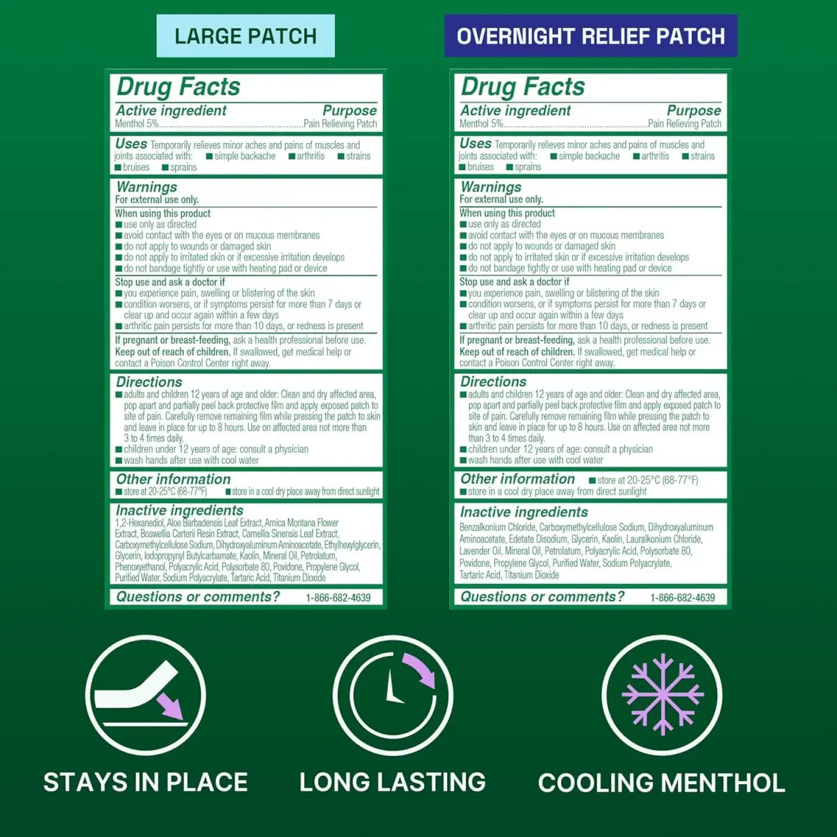 Biofreeze Day & Overnight Pain Relief Patches 18 Count (Pack of 2) | Menthol Arthritis & Muscle Pain Relief - view 5