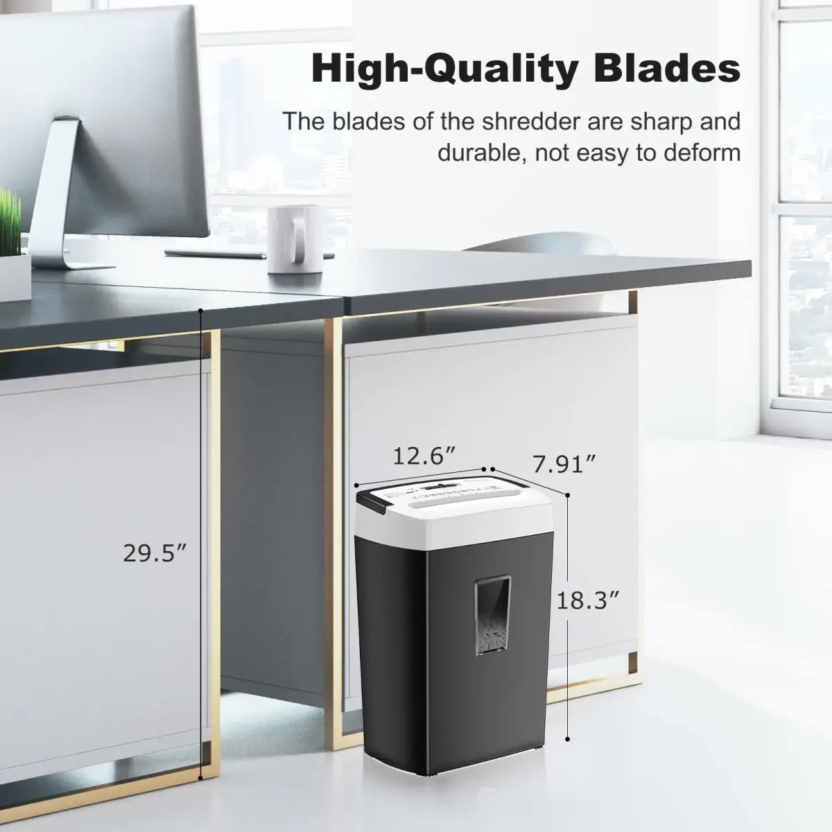 Bonsaii 12-Sheet Cross Cut Paper Shredder with Transparent Window, P-4 Security Level, Black/White - view 7