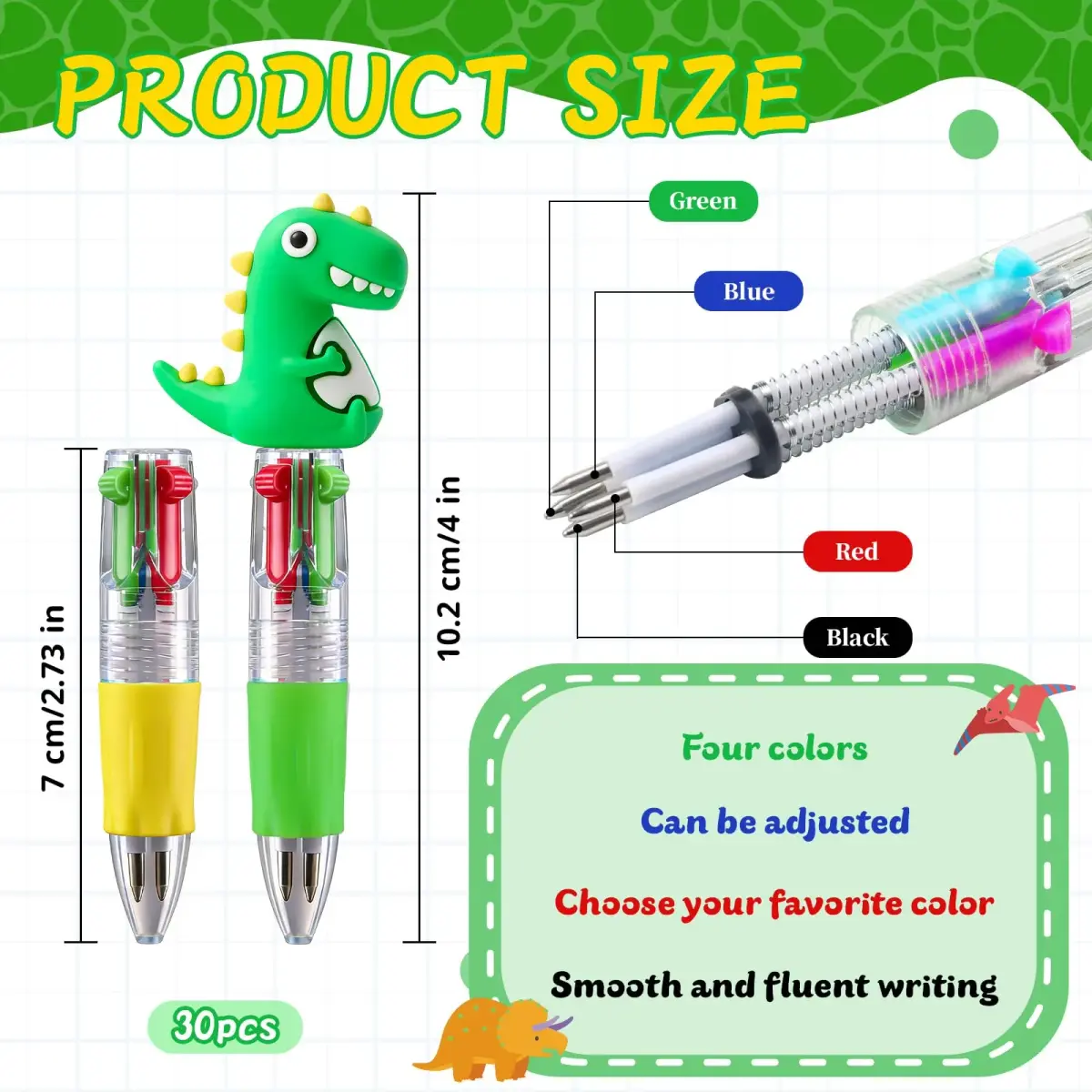 CZWZ 30Pcs Mini Multicolor Pens in One 4-in-1 Cute Pens Bulk for Kids | 30 Pens, Assorted Ink - view 2