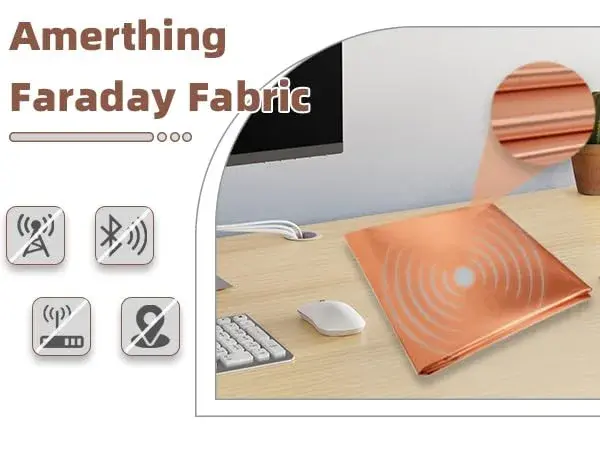 Amerthing Pure Copper Faraday Fabric 50m (1968.5"x43") | RFID Blocking for EMP, EMF, 5G, WiFi, Bluetooth, GPS - view 3