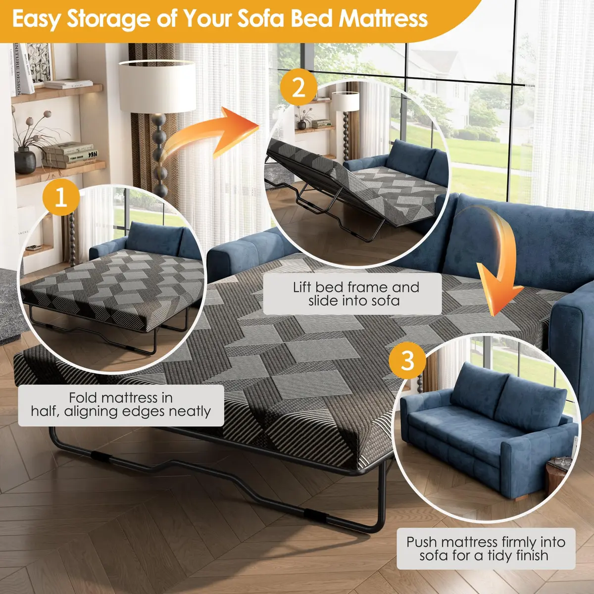 Wellynap 4 Inch Gel Memory Foam Sofa Mattress Queen Size | Space-Saving Comfort Support - view 5