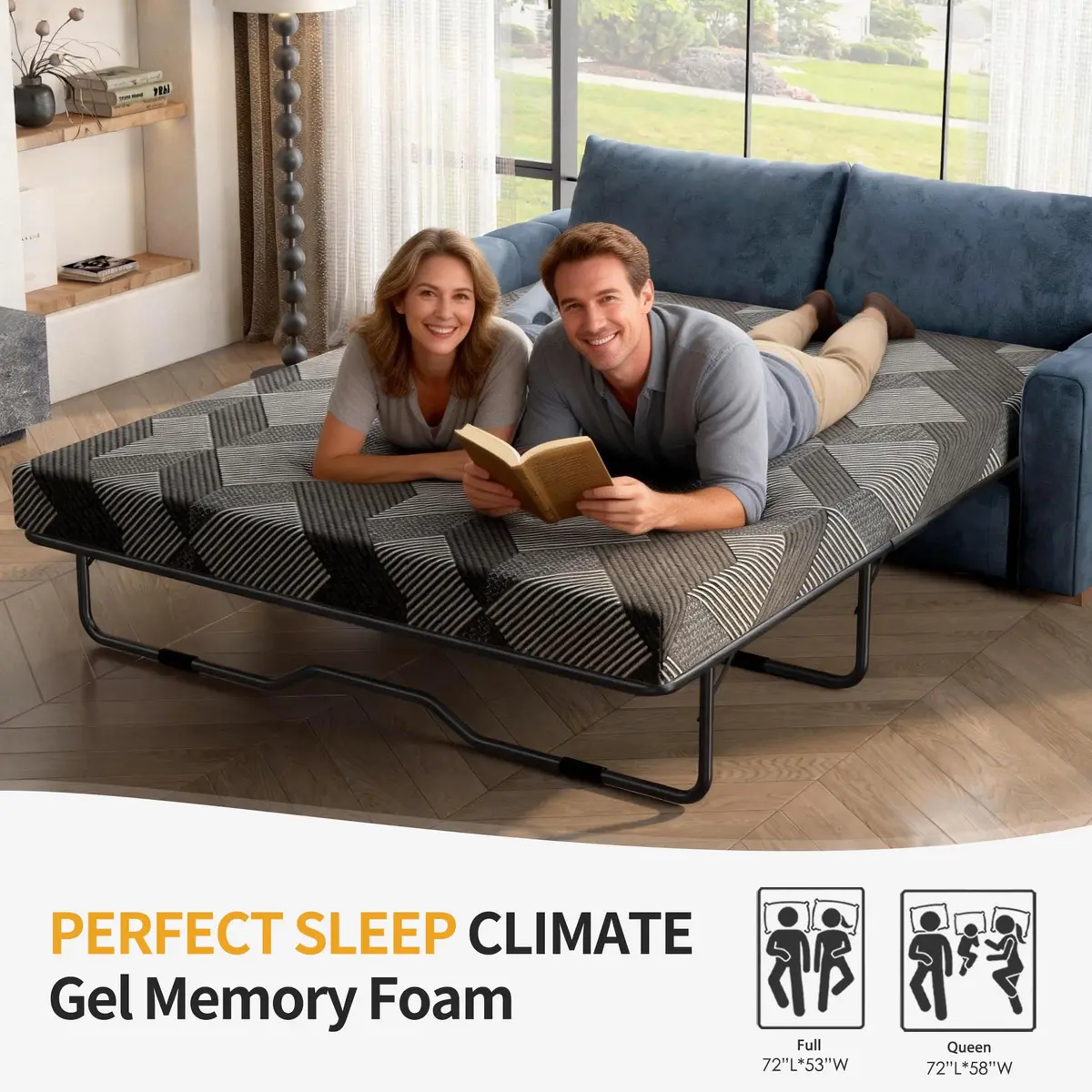Wellynap 4 Inch Gel Memory Foam Sofa Mattress Queen Size | Space-Saving Comfort Support - view 3