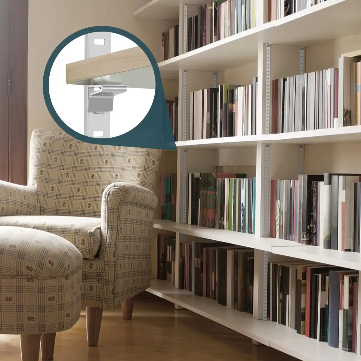 Lenink Adjustable Pilaster Shelf Clip 14 Pcs Silver | Easy to Install & Support Shelves - view 6