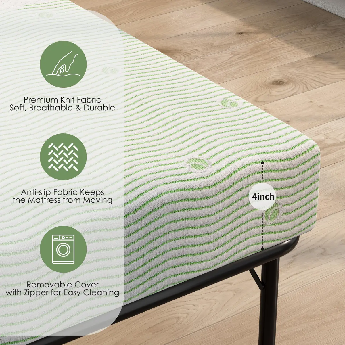 Wellynap 4 Inch Gel Memory Foam Sofa Mattress Queen Size | Support & Comfort for Indian Spaces - view 6