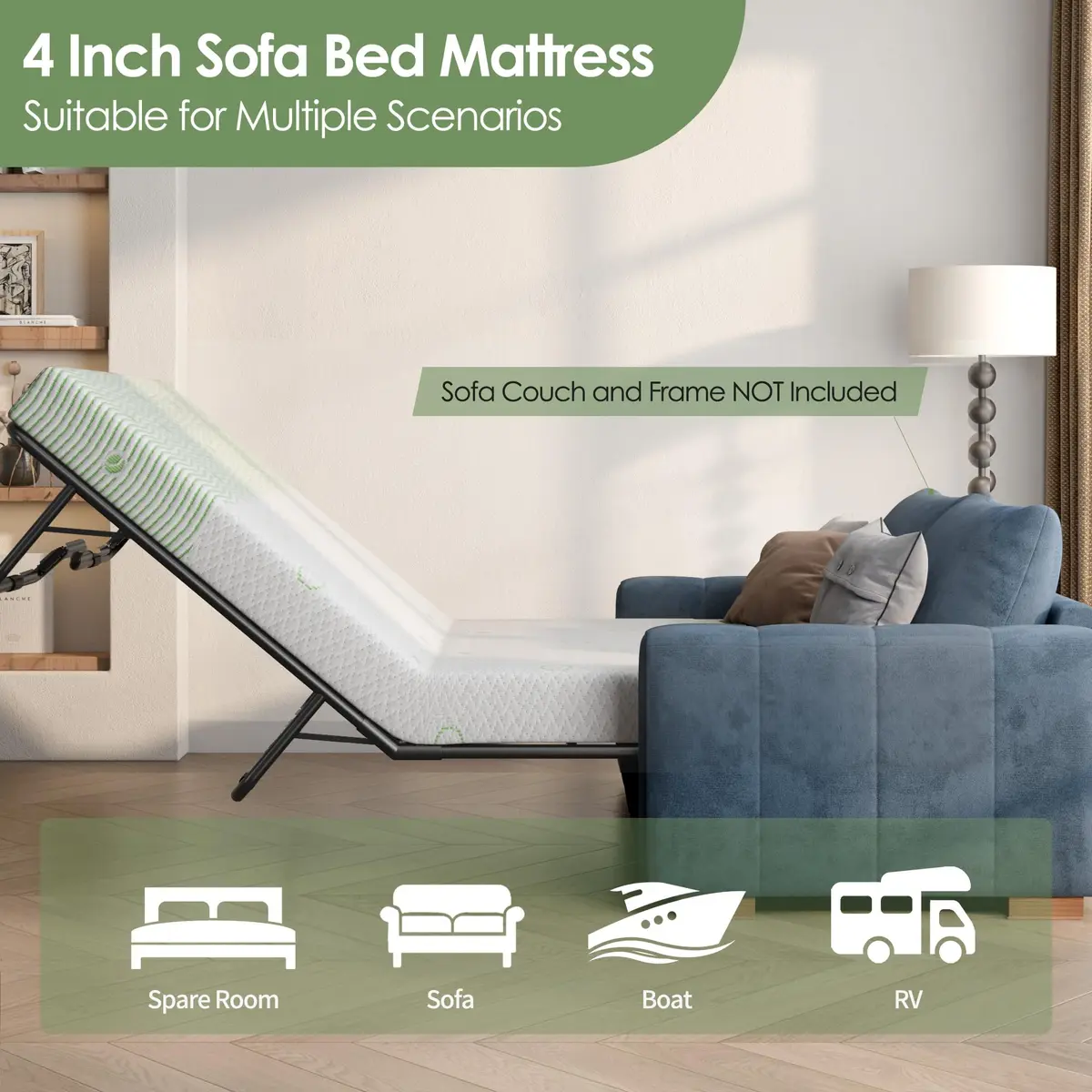 Wellynap 4 Inch Gel Memory Foam Sofa Mattress Queen Size | Support & Comfort for Indian Spaces - view 7