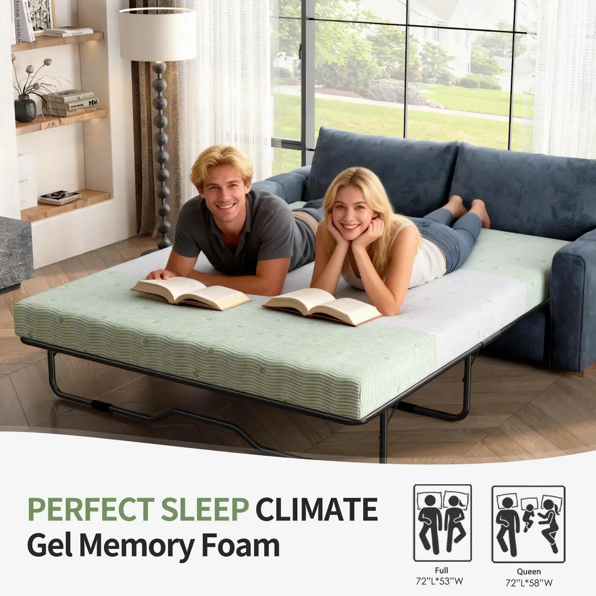 Wellynap 4 Inch Gel Memory Foam Sofa Mattress Queen Size | Support & Comfort for Indian Spaces - view 3