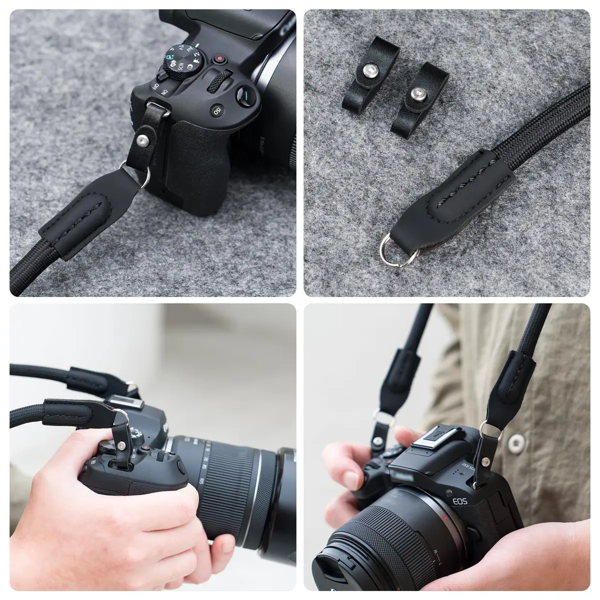 JJC R50 V R6 R5 II Camera Hand Wrist Shoulder Neck Strap Adapter Loop Connector | Durable Microfiber Leather & PVC (for Camera w Square Hole) - view 9