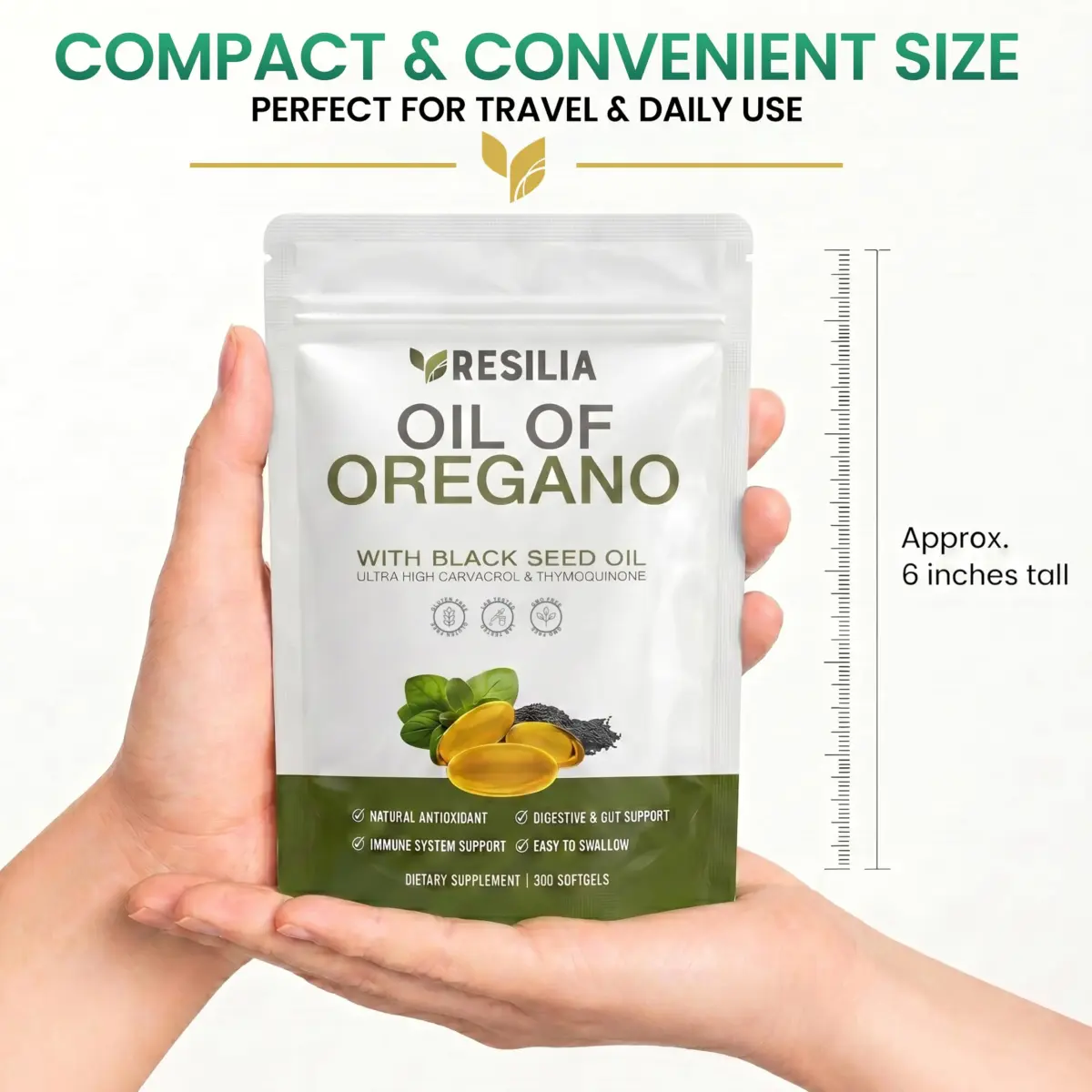 Resilia Oil of Oregano Black Seed Oil Softgels 6000mg | Immune & Digestive Support (300 Count) - view 2