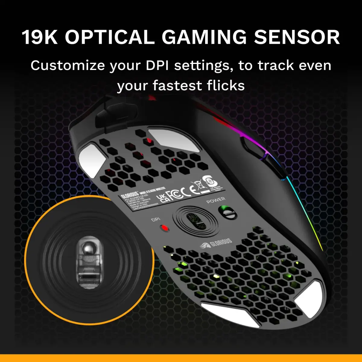 GLORIOUS Model O Classic Wireless Gaming Mouse (Black) | 69g Ultralight, 19K DPI, 100M Click Switches - view 8