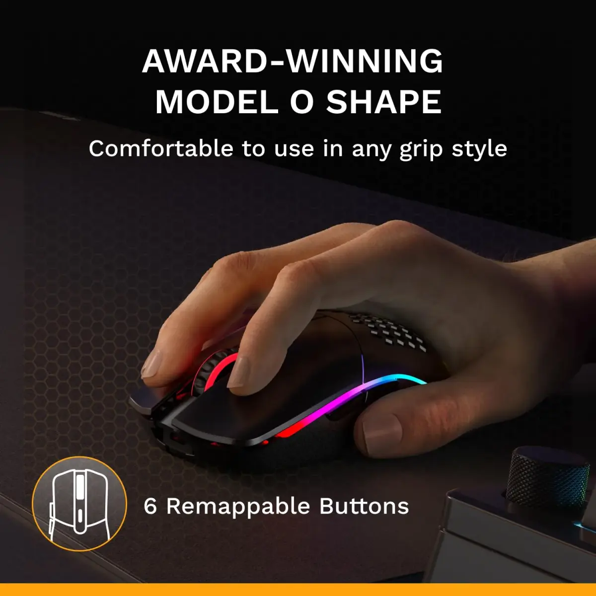 GLORIOUS Model O Classic Wireless Gaming Mouse (Black) | 69g Ultralight, 19K DPI, 100M Click Switches - view 4
