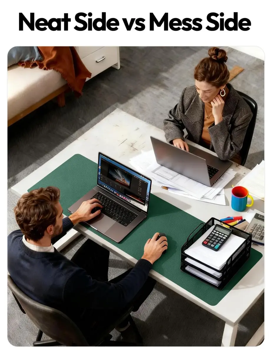 YSAGi Seafoam Green Desk Pad Protector, Large Mouse Pad, 31.5" x 15.8" | Protects Desk, Doubles as Mouse Surface - view 5