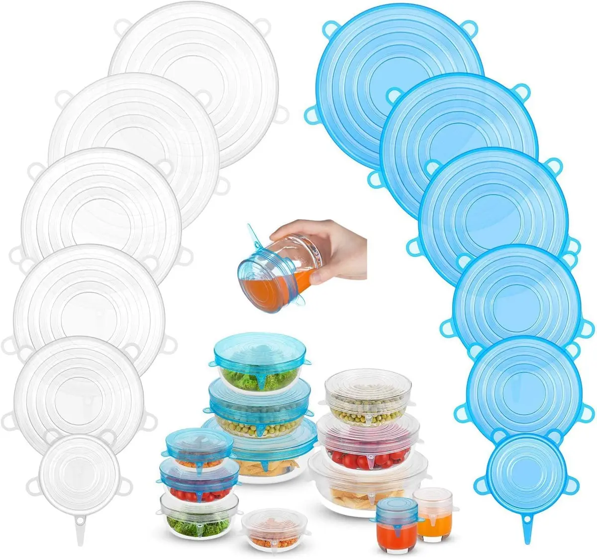 DAILY KISN Silicone Stretch Lids 12PCS | Eco-Friendly Reusable Food Covers - main product image