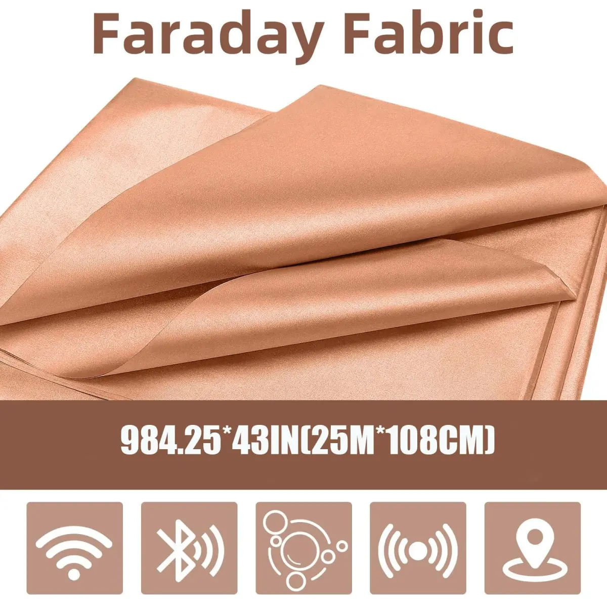 Amerthing Pure Copper Faraday Fabric 25m (984.25" x 43") | High-Shielding Conductive Grid for RFID, EMP, EMF Protection - view 2