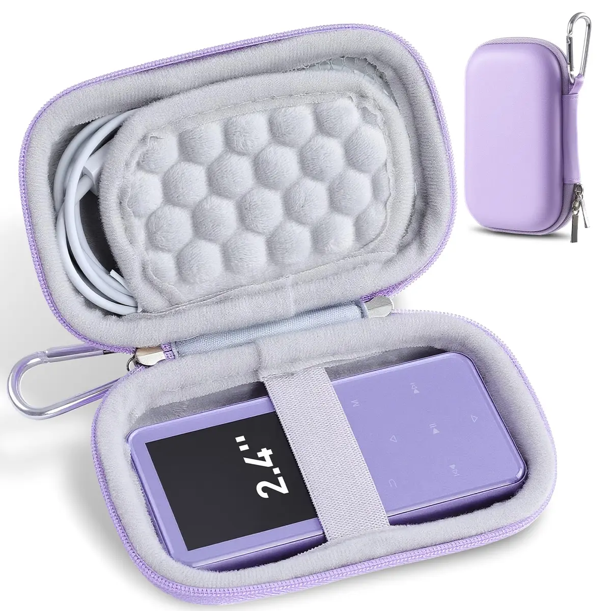 AGPTEK MP3 MP4 Player Case for 2.4'' MP3 Player with Metal Carabiner Clip | All-round Protection & Portable Design - main product image