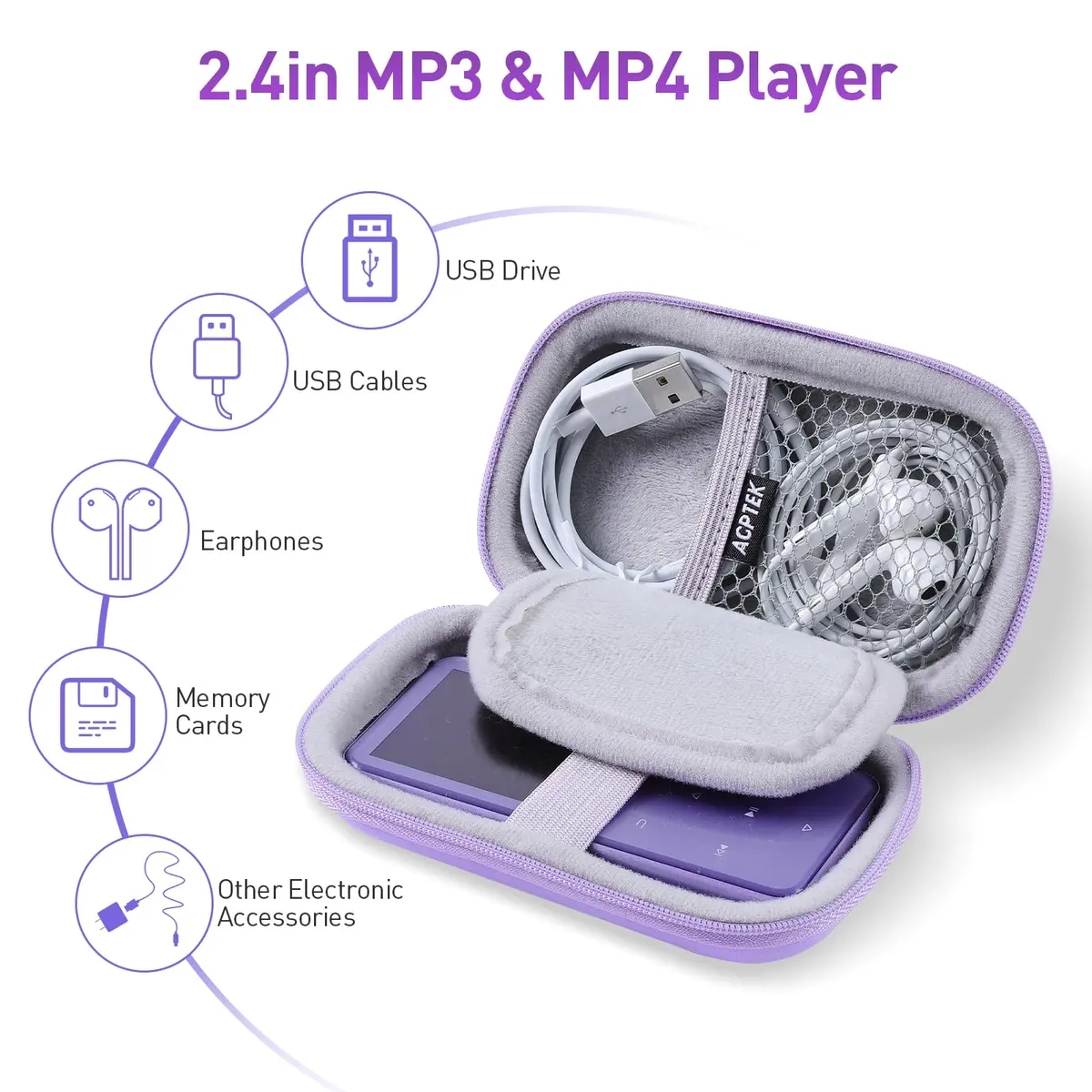 AGPTEK MP3 MP4 Player Case for 2.4'' MP3 Player with Metal Carabiner Clip | All-round Protection & Portable Design - view 5