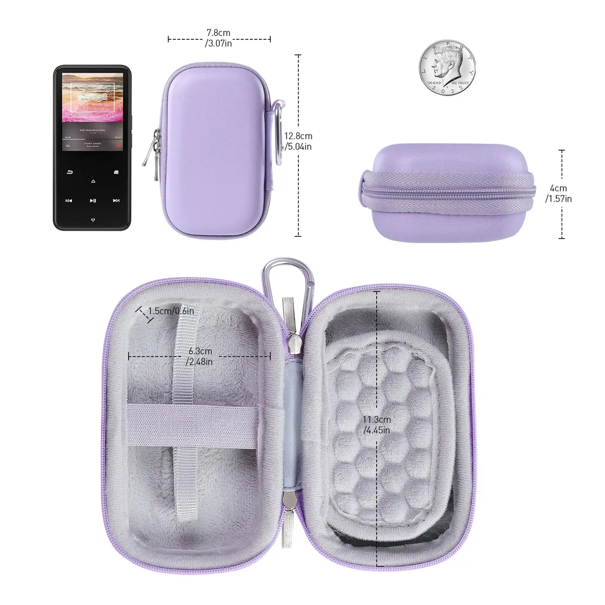 AGPTEK MP3 MP4 Player Case for 2.4'' MP3 Player with Metal Carabiner Clip | All-round Protection & Portable Design - view 6