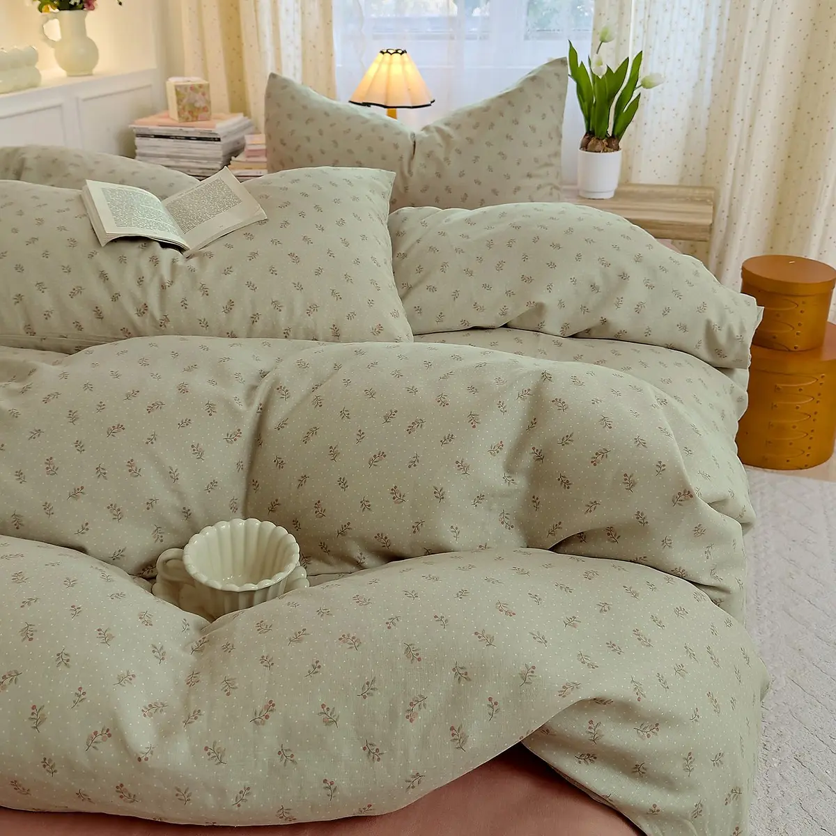 AOJIM Floral Duvet Cover Set King Size | Soft Breathable Cotton Bedding for Kids & Adults - main product image
