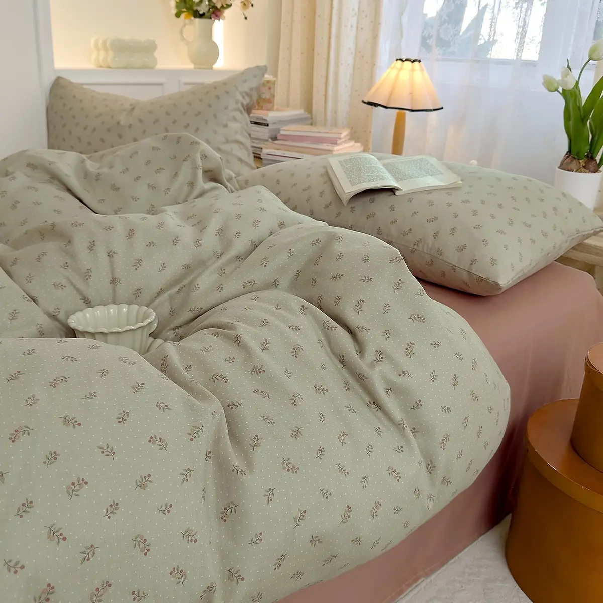 AOJIM Floral Duvet Cover Set King Size | Soft Breathable Cotton Bedding for Kids & Adults - view 5