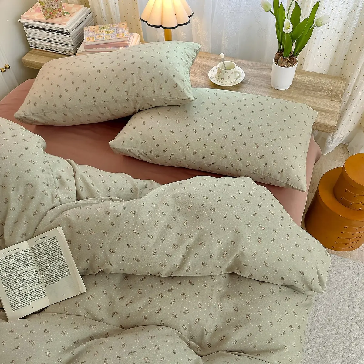 AOJIM Floral Duvet Cover Set King Size | Soft Breathable Cotton Bedding for Kids & Adults - view 6
