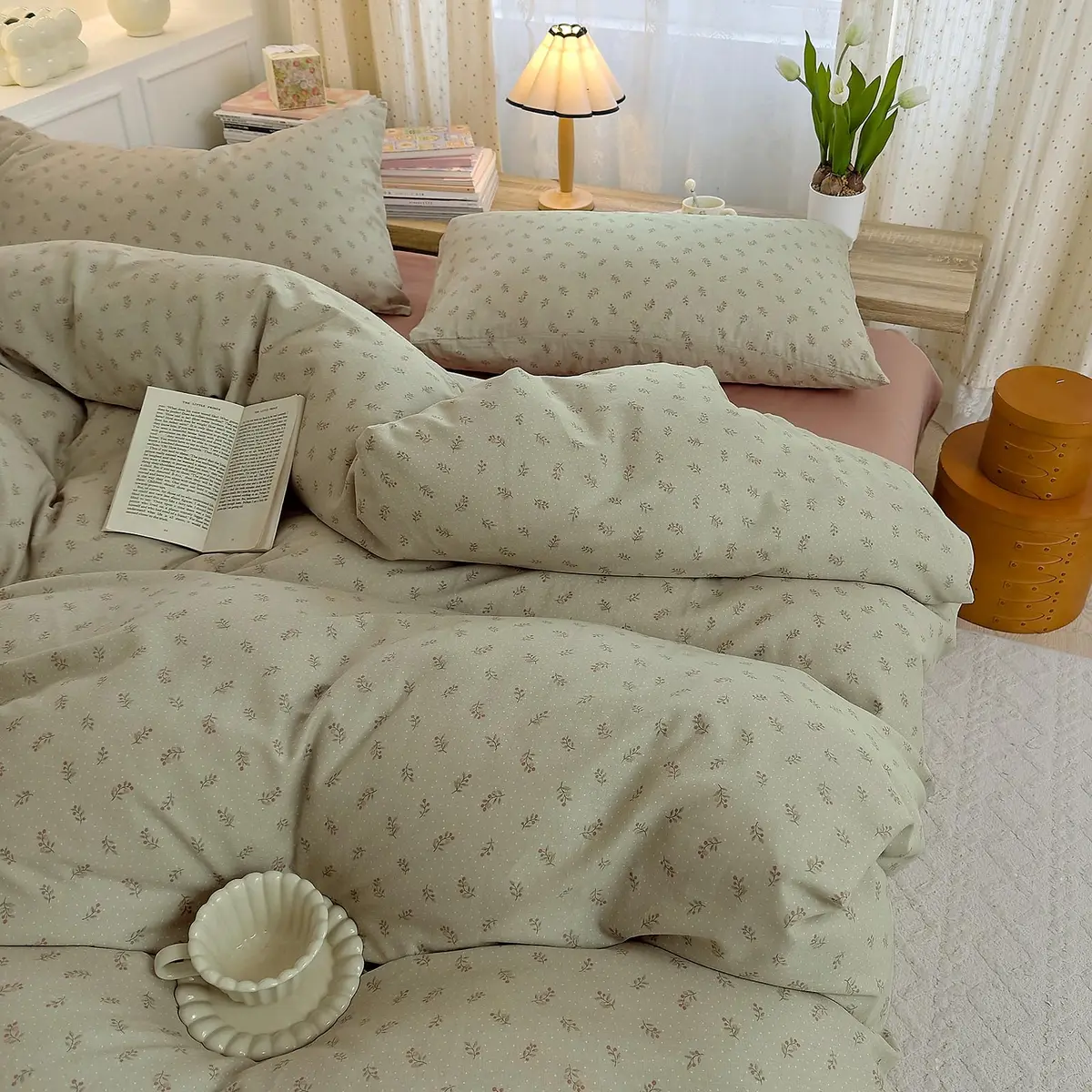 AOJIM Floral Duvet Cover Set King Size | Soft Breathable Cotton Bedding for Kids & Adults - view 2