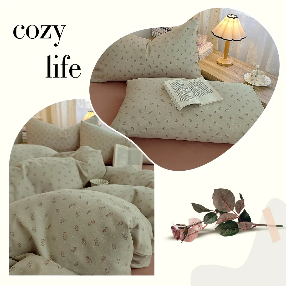 AOJIM Floral Duvet Cover Set King Size | Soft Breathable Cotton Bedding for Kids & Adults - view 3
